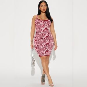 Women's Red Heart Pattern Dress